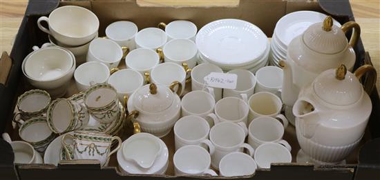 A Wedgwood gilt white porcelain part coffee service and sundry tea and coffee wears